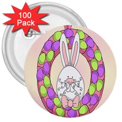 Make An Easter Egg Wreath Rabbit Face Cute Pink White 3  Buttons (100 Pack)  by Mariart