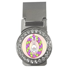 Make An Easter Egg Wreath Rabbit Face Cute Pink White Money Clips (cz)  by Mariart