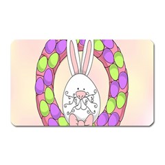 Make An Easter Egg Wreath Rabbit Face Cute Pink White Magnet (rectangular) by Mariart