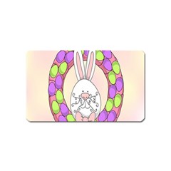 Make An Easter Egg Wreath Rabbit Face Cute Pink White Magnet (name Card) by Mariart