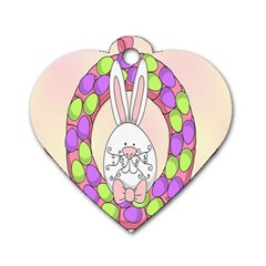 Make An Easter Egg Wreath Rabbit Face Cute Pink White Dog Tag Heart (two Sides) by Mariart