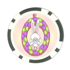 Make An Easter Egg Wreath Rabbit Face Cute Pink White Poker Chip Card Guard by Mariart