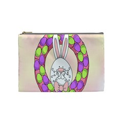 Make An Easter Egg Wreath Rabbit Face Cute Pink White Cosmetic Bag (medium)  by Mariart