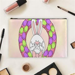 Make An Easter Egg Wreath Rabbit Face Cute Pink White Cosmetic Bag (large)  by Mariart