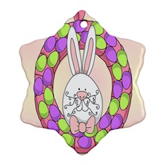 Make An Easter Egg Wreath Rabbit Face Cute Pink White Snowflake Ornament (two Sides) by Mariart