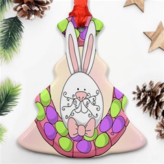 Make An Easter Egg Wreath Rabbit Face Cute Pink White Christmas Tree Ornament (two Sides) by Mariart