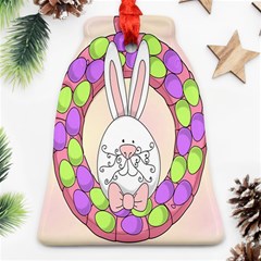 Make An Easter Egg Wreath Rabbit Face Cute Pink White Bell Ornament (two Sides) by Mariart