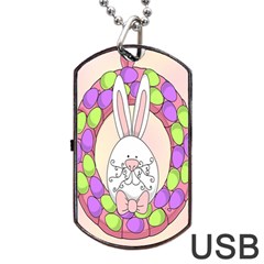 Make An Easter Egg Wreath Rabbit Face Cute Pink White Dog Tag Usb Flash (two Sides) by Mariart