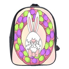 Make An Easter Egg Wreath Rabbit Face Cute Pink White School Bags (xl)  by Mariart