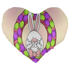 Make An Easter Egg Wreath Rabbit Face Cute Pink White Large 19  Premium Heart Shape Cushions by Mariart