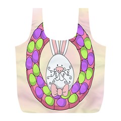 Make An Easter Egg Wreath Rabbit Face Cute Pink White Full Print Recycle Bags (l)  by Mariart