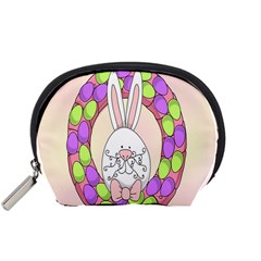 Make An Easter Egg Wreath Rabbit Face Cute Pink White Accessory Pouches (small)  by Mariart