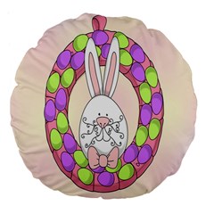 Make An Easter Egg Wreath Rabbit Face Cute Pink White Large 18  Premium Flano Round Cushions by Mariart