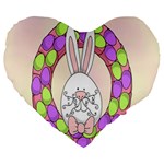 Make An Easter Egg Wreath Rabbit Face Cute Pink White Large 19  Premium Flano Heart Shape Cushions Front