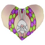 Make An Easter Egg Wreath Rabbit Face Cute Pink White Large 19  Premium Flano Heart Shape Cushions Back