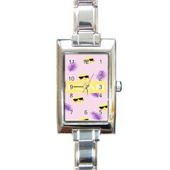 I Can Purple Face Smile Mask Tree Yellow Rectangle Italian Charm Watch