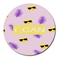 I Can Purple Face Smile Mask Tree Yellow Round Mousepads by Mariart