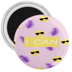 I Can Purple Face Smile Mask Tree Yellow 3  Magnets