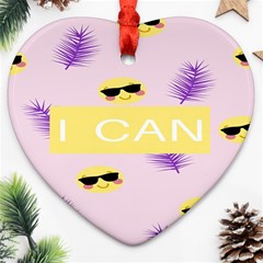 I Can Purple Face Smile Mask Tree Yellow Ornament (heart) by Mariart