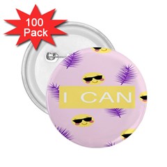 I Can Purple Face Smile Mask Tree Yellow 2 25  Buttons (100 Pack) 