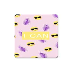 I Can Purple Face Smile Mask Tree Yellow Square Magnet by Mariart