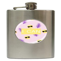 I Can Purple Face Smile Mask Tree Yellow Hip Flask (6 Oz) by Mariart