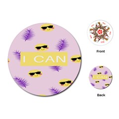 I Can Purple Face Smile Mask Tree Yellow Playing Cards (round)  by Mariart