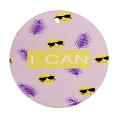 I Can Purple Face Smile Mask Tree Yellow Round Ornament (two Sides) by Mariart