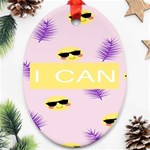 I Can Purple Face Smile Mask Tree Yellow Oval Ornament (Two Sides) Front