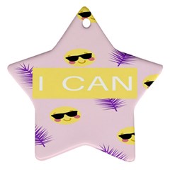 I Can Purple Face Smile Mask Tree Yellow Star Ornament (two Sides) by Mariart