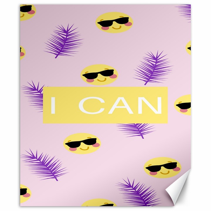 I Can Purple Face Smile Mask Tree Yellow Canvas 20  x 24  