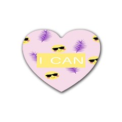 I Can Purple Face Smile Mask Tree Yellow Rubber Coaster (heart)  by Mariart