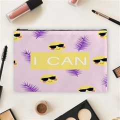 I Can Purple Face Smile Mask Tree Yellow Cosmetic Bag (large)  by Mariart