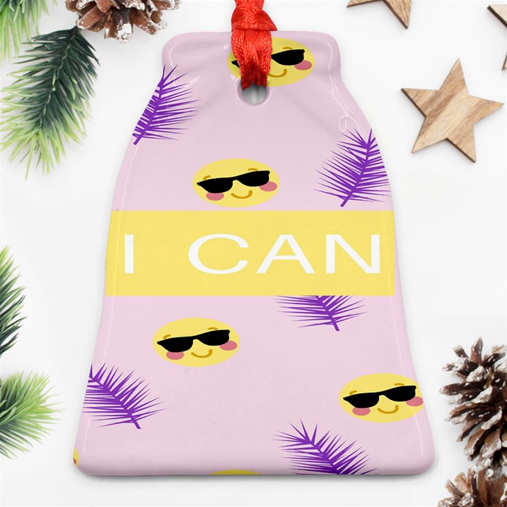 I Can Purple Face Smile Mask Tree Yellow Bell Ornament (Two Sides)