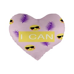 I Can Purple Face Smile Mask Tree Yellow Standard 16  Premium Heart Shape Cushions by Mariart