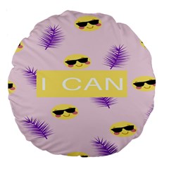 I Can Purple Face Smile Mask Tree Yellow Large 18  Premium Flano Round Cushions by Mariart