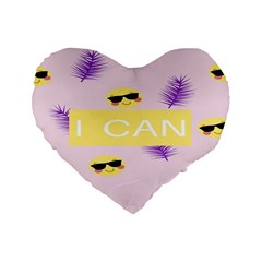 I Can Purple Face Smile Mask Tree Yellow Standard 16  Premium Flano Heart Shape Cushions by Mariart