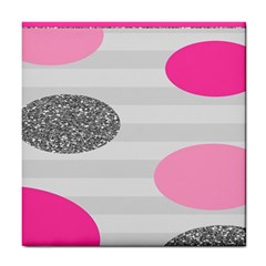 Polkadot Circle Round Line Red Pink Grey Diamond Tile Coasters by Mariart