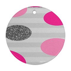 Polkadot Circle Round Line Red Pink Grey Diamond Ornament (round) by Mariart