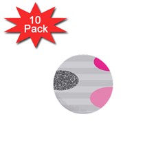 Polkadot Circle Round Line Red Pink Grey Diamond 1  Mini Buttons (10 Pack)  by Mariart