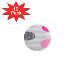 Polkadot Circle Round Line Red Pink Grey Diamond 1  Mini Magnet (10 Pack) 