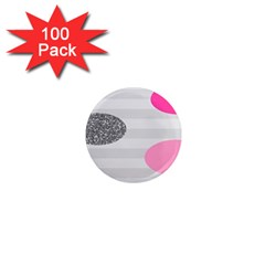 Polkadot Circle Round Line Red Pink Grey Diamond 1  Mini Magnets (100 Pack)  by Mariart