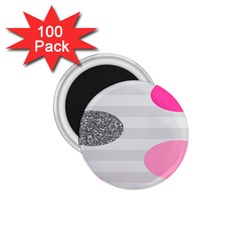 Polkadot Circle Round Line Red Pink Grey Diamond 1 75  Magnets (100 Pack)  by Mariart