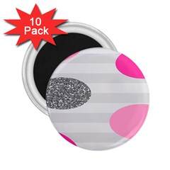 Polkadot Circle Round Line Red Pink Grey Diamond 2 25  Magnets (10 Pack) 