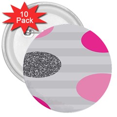 Polkadot Circle Round Line Red Pink Grey Diamond 3  Buttons (10 Pack) 