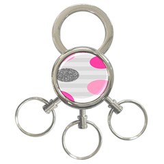 Polkadot Circle Round Line Red Pink Grey Diamond 3-ring Key Chains by Mariart