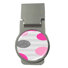 Polkadot Circle Round Line Red Pink Grey Diamond Money Clips (round)  by Mariart