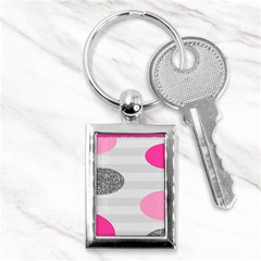 Polkadot Circle Round Line Red Pink Grey Diamond Key Chains (rectangle)  by Mariart