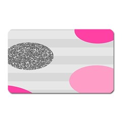 Polkadot Circle Round Line Red Pink Grey Diamond Magnet (rectangular) by Mariart