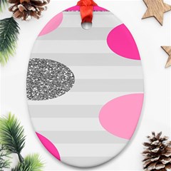 Polkadot Circle Round Line Red Pink Grey Diamond Oval Ornament (two Sides) by Mariart